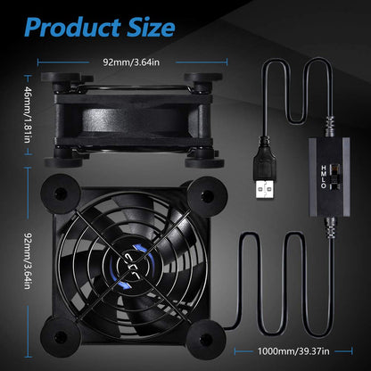 Leiser 80-mm-USB-Lüfter, tragbarer 5-V-USB-Lüfter zur Kühlung von Flachbildfernsehern, Xbox, DVR, PlayStation, Routern, TV-Receivern und Computergehäusen 