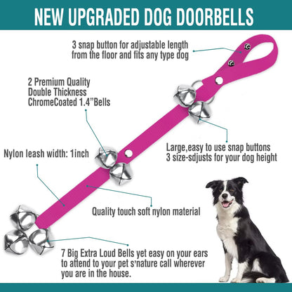BLUETREE Hunde-Türklingeln Premium-Qualität, Trainings-Toilettenklingel, verstellbare Türklingel, Hunde-Türklingeln für die einfache Stubenreinheitserziehung Ihres Welpen - 7 extra große, laute 1,4-Türklingeln 