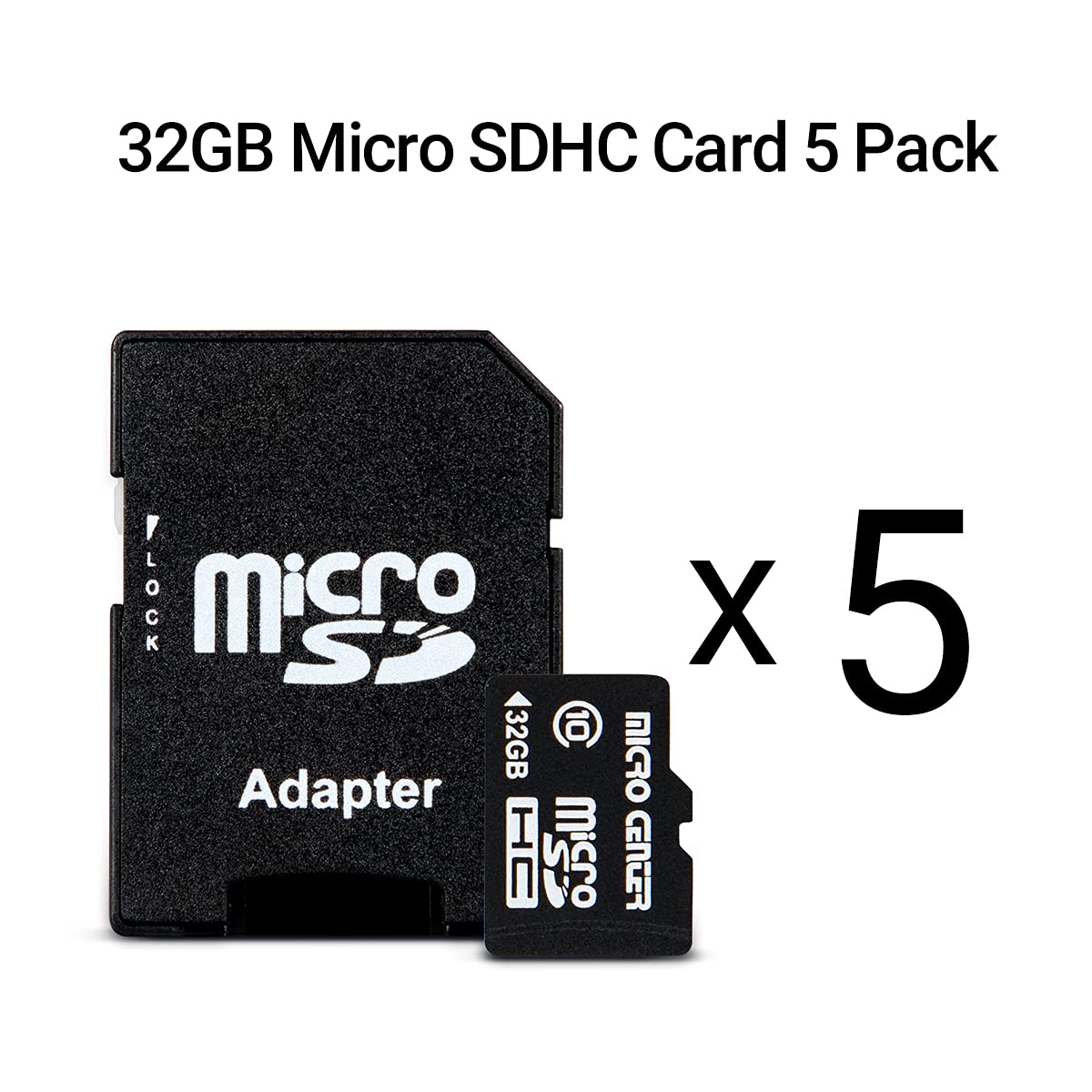 Micro Center 32 GB Class 10 MicroSDHC Flash-Speicherkarte mit Adapter für mobile Geräte wie Handys, Tablets, Drohnen und Full HD-Videoaufnahmen – 80 MB/s UHS-I, C10, U1 (5er-Pack)