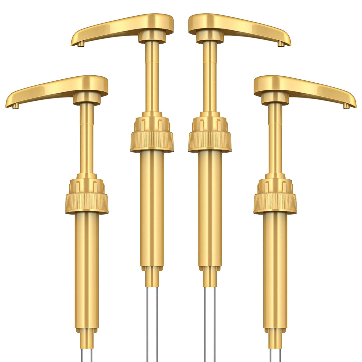 Neosoge Coffee Syrup Pump Dispenser, 4 Packs of Syrup Pump for 750ml/25.4 oz Syrup Bottle, Gold Pumps for Coffee Syrup Bottle, works with Torani, DaVinci, Jordans Skinny 750ml Syrups Bottles (Gold)