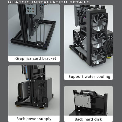 PC Creative Assembly Frame Test Bench，Open Air Frame Case, DIY Computer Motherboard Case Rack, ITX ATX MATX/EATX Open Aluminum Frame Chassis (ATX)