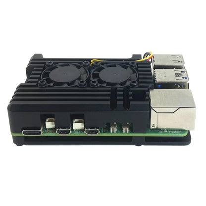 Raspberry Pi 5 Aluminiumlegierungs-Schutzgehäuse, Pi 5 Kühlkörper, passives Kühlgehäuse für Raspberry Pi 5 4GB/8GB (mit Dual-Lüfter)