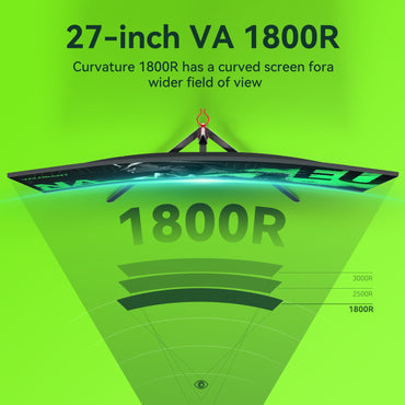 Raywego 27-Zoll-Curved-Gaming-Monitor, 180 Hz, Full HD 1080p, 1800R, FreeSync &amp; Eye-Care, Kontrastverhältnis 4000:1, unterstützt VESA, DP und HDMI für Gaming, Homeoffice