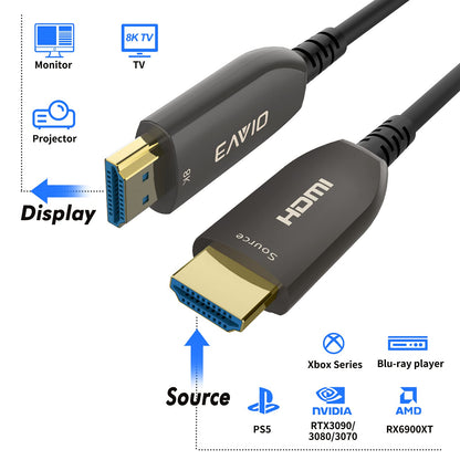 Glasfaser-HDMI-Kabel, 30 Meter, HDMI 2.0, 18 Gbit/s, unterstützt 4K bei 60 Hz, 4:4:4/4:2:2/4:2:0, HDR10, Dolby Vision, HDCP 2.2, ARC, 3D, schlank und flexibel 