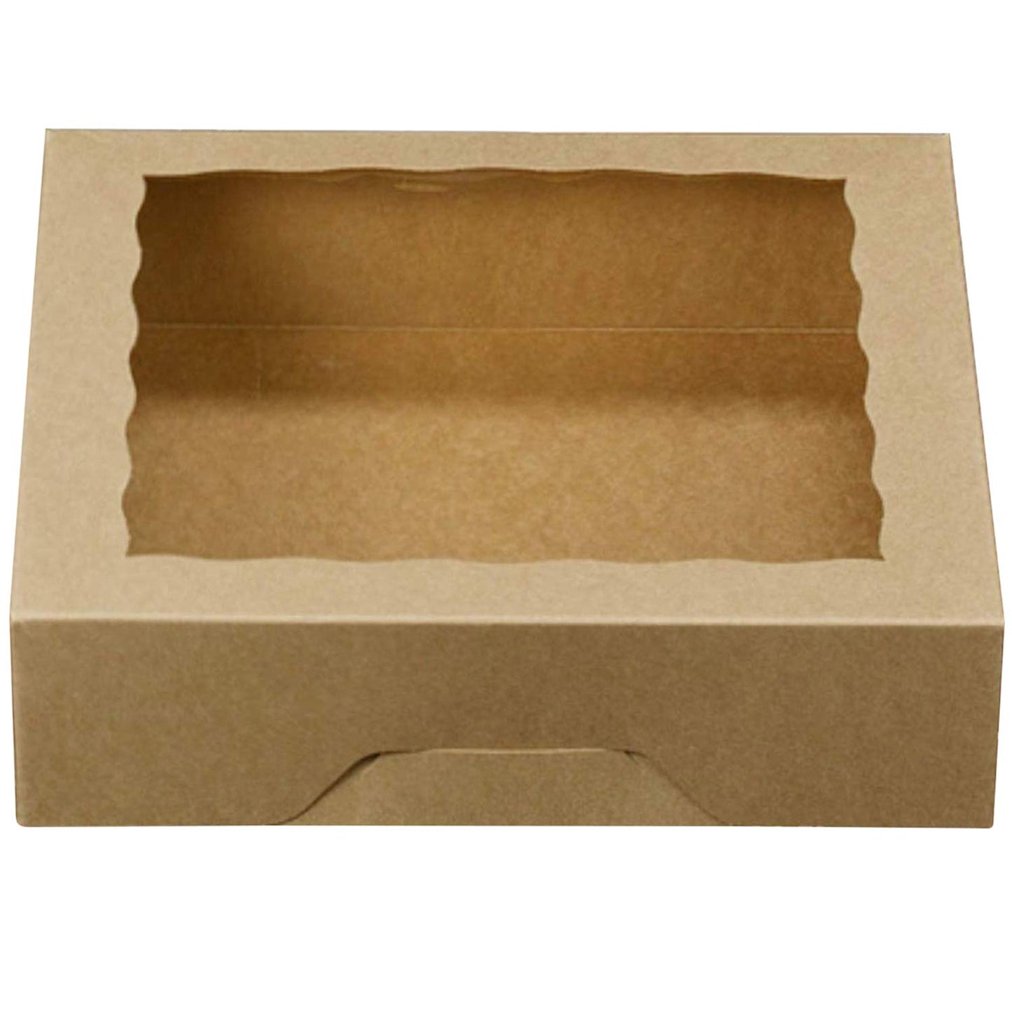 ONE MORE 10inch Natural Kraft Bakery Pie Boxes With PVC Windows,Large Cookie box 10x10x2.5inch 12 of Pack (Brown,12)