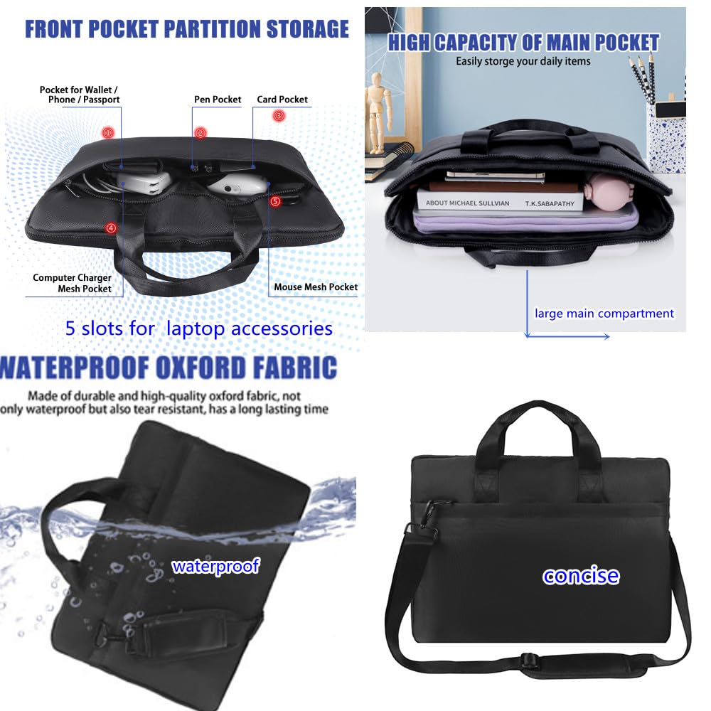 Hochwertige schwarze Laptoptasche (17,3–18,4 Zoll) mit Schultergurt, DVD-Player-Tasche, Malkartontasche, passend für Dell, HP, ASUS, MacBook Pro, 2-lagiges Design, robust, leicht