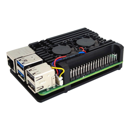 Raspberry Pi 5 Aluminiumlegierungs-Schutzgehäuse, Pi 5 Kühlkörper, passives Kühlgehäuse für Raspberry Pi 5 4GB/8GB (mit Dual-Lüfter)
