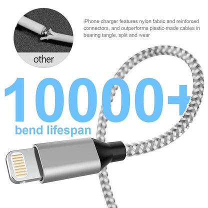 [Apple MFi-zertifiziert] 6er-Pack [0,9/0,9/1,8/1,8/1,8/3 m] iPhone-Ladekabel mit Lightning-Anschluss, kompatibel mit iPhone 14 Pro Max/14 Pro/14/14 Plus/13 Pro/13/12 Pro/12/11 und weiteren Modellen – Silber &amp; Weiß