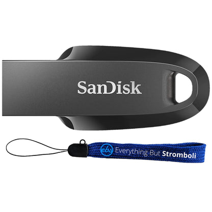 SanDisk 64GB Ultra Curve USB 3.2 Gen 1 Flash Drive - SDCZ550-064G-G46 - Bundle with (1) Everything But Stromboli Lanyard