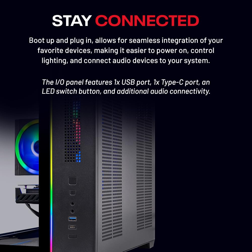 Skytech Gaming Crystal Gaming PC, AMD Ryzen 7 7700 3.8GHz, NVIDIA RTX 5050 8GB, 1TB NVMe SSD, 32GB DDR5 RAM 5200 RGB, 650W Gold PSU, Wi-Fi, Win 11, Gaming Desktop