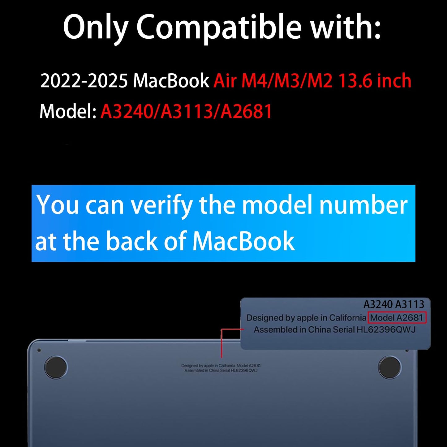 Teryeefi Schutzhülle für MacBook Air M2, M3, M4 (13,6 Zoll) – Modelle 2022–2025 (A2681, A3113, A3240): Transparente Hartschale mit Tastaturabdeckung, USB-3.0-Adapter und Displayschutzfolie, goldenes Blumen- und Schmetterlingsmuster