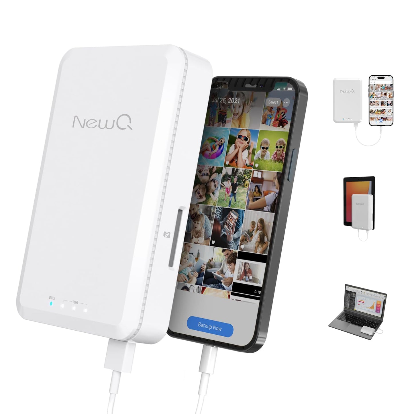 NEWQ 1 TB externe Festplatte für iPhone, iPad, MacBook – USB 3.0, 2.0, 2.0 3.0 – Kompatibel mit iOS &amp; Android, Speichern von Fotos, Videos, Musik, Dokumenten