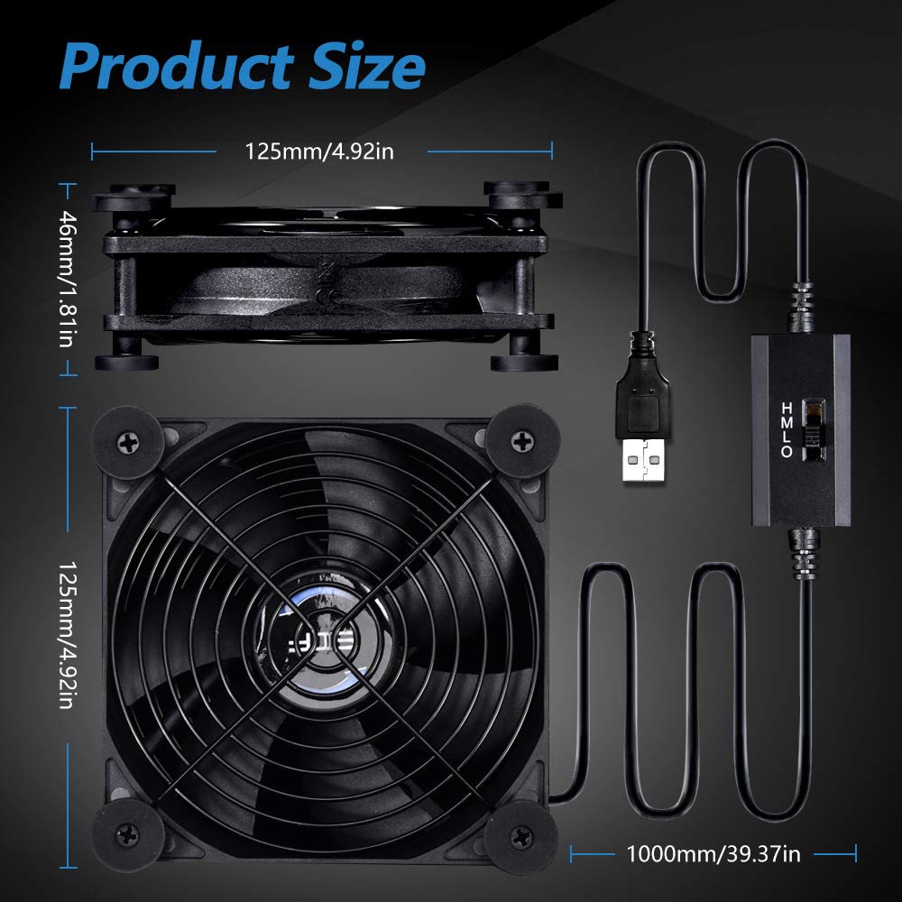 Leiser 80-mm-USB-Lüfter, tragbarer 5-V-USB-Lüfter zur Kühlung von Flachbildfernsehern, Xbox, DVR, PlayStation, Routern, TV-Receivern und Computergehäusen 