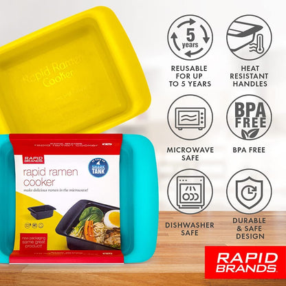 Schnell-Ramen-Kocher | Mikrowellengeeignetes Kochgeschirr für Instant-Ramen | BPA-frei und spülmaschinenfest | Ideal für Studentenwohnheim, kleine Küche oder Büro | Schwarz