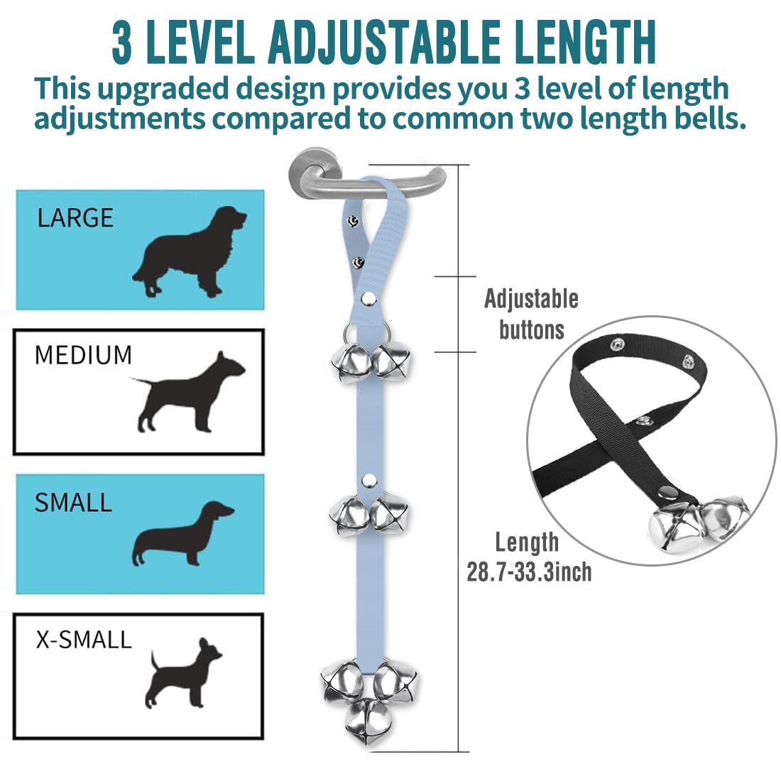 BLUETREE Hunde-Türklingeln Premium-Qualität, Trainings-Toilettenklingel, verstellbare Türklingel, Hunde-Türklingeln für die einfache Stubenreinheitserziehung Ihres Welpen - 7 extra große, laute 1,4-Türklingeln 