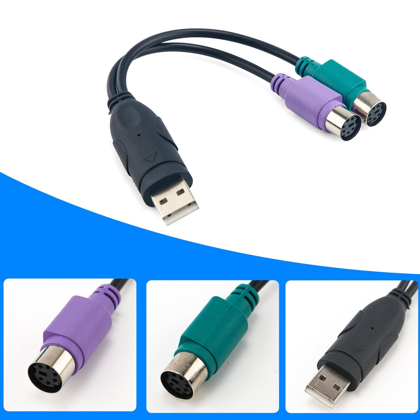 PS/2-zu-USB-Adapter, automatische Installation, USB-Tastatur-Monitor-Laptop-Barcodescanner-Maus-Adapter-Konverter