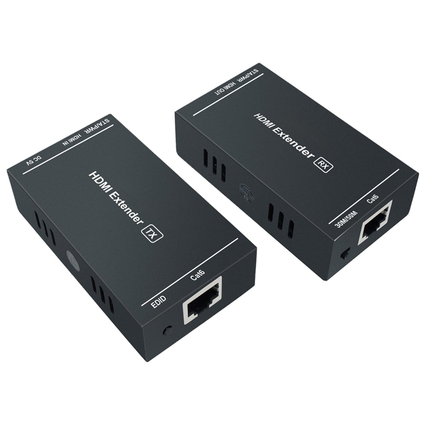 Steetek HDMI Extender 1080p@60Hz, 3D, Over Single Cat5e/Cat6/Cat 7 Cable Full HD Uncompressed Transmit Up to 164 Ft(50m), EDID and POC Function Supported (Transmitter and Receiver)