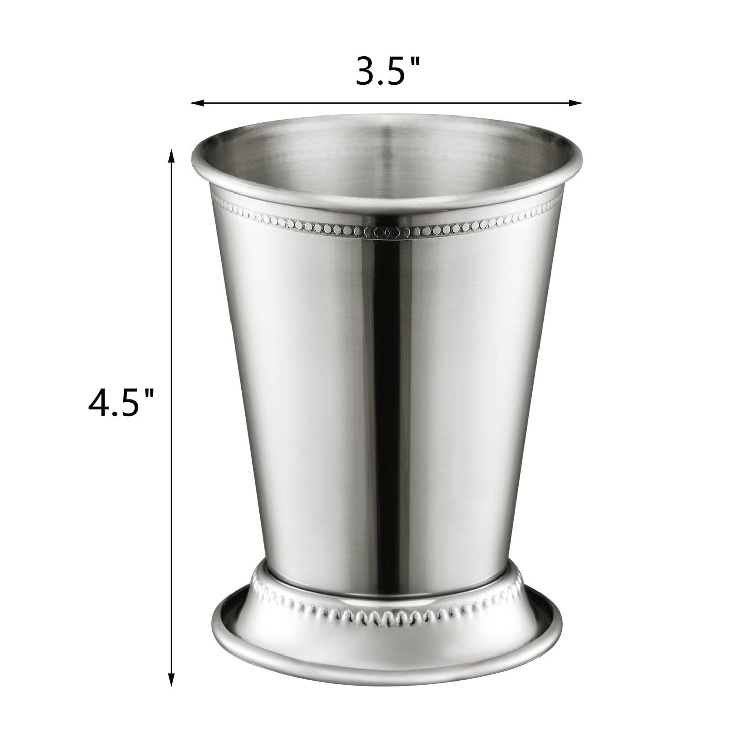 ZEAYEA Set of 2 Mint Julep Cups, Classic Stainless Steel Glasses for Party Bar Home Restaurant, 12 oz Metal Cocktail Glasses for Beer Juice Beverage, Silver