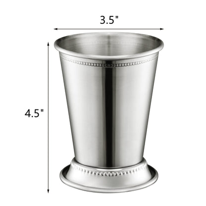 ZEAYEA Set of 2 Mint Julep Cups, Classic Stainless Steel Glasses for Party Bar Home Restaurant, 12 oz Metal Cocktail Glasses for Beer Juice Beverage, Silver