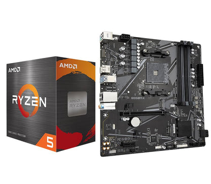 Micro Center AMD Ryzen 5 5500 Desktop Processor with GIGABYTE B550M K Motherboard (Micro-ATX, DDR4, Dual M.2, SATA 6Gb/s, PCIe 4.0)
