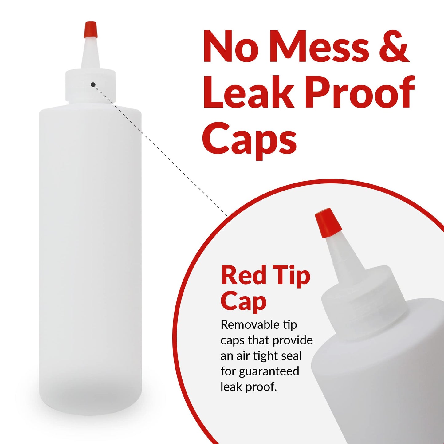 Reli. Quetschflaschen aus Kunststoff, 473 ml | 10er-Pack | Quetschflaschen für Soßen | Transparent mit roter Verschlusskappe | 473 ml für scharfe Soße, Ketchup, Würzmittel, Olivenöl, Klebstoff