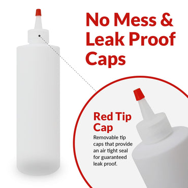 Reli. Quetschflaschen aus Kunststoff, 473 ml | 10er-Pack | Quetschflaschen für Soßen | Transparent mit roter Verschlusskappe | 473 ml für scharfe Soße, Ketchup, Würzmittel, Olivenöl, Klebstoff