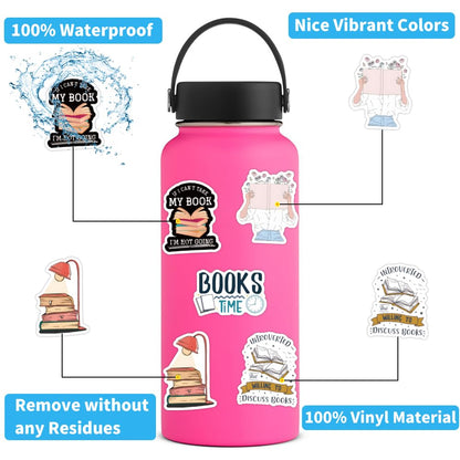 XINGXIANGUS 102PCS Bookish Stickers Pack,Book Stickers for Kindle,Laptop Computer Phone Water Bottle Waterproof Stickers Book Lover Gift