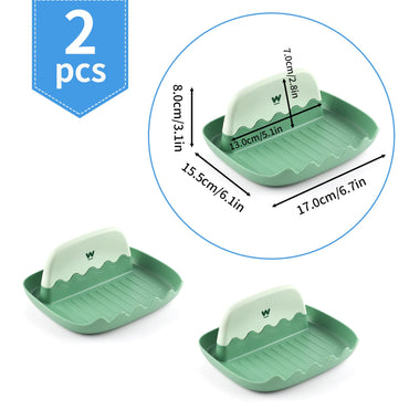 Spoon and Lid Rest - 2 Packs Spoon Rest with Lid Holder, Neat & Drip-Free Spoon Rest for Countertop Stove Top, Heat-Resistant Utensil Rest for Spoons, Pot Lids, Spatulas, Utensils, Forks (Green)