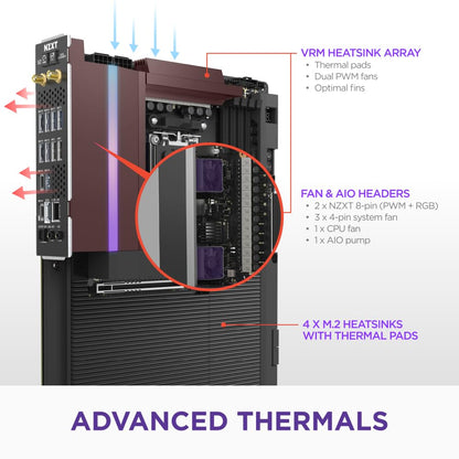 NZXT N9 X870E - AMD X870E AM5 ATX Gaming Motherboard for Ryzen 9000/8000/7000-20+2+1, DDR5, 4X M.2, PCIe 5.0, Wi-Fi 7, 5GbE, USB 4 - Full-Metal Cover, M.2 Quick-Release Latches - Black