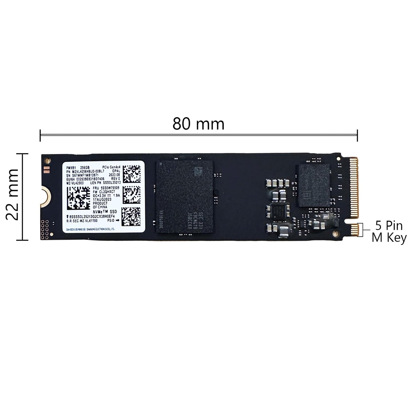 OEM Samsung PM9B1 256 GB M.2 PCI-e Gen 4x4 NVMe SSD Internes Solid-State-Laufwerk 80 mm 2280 Formfaktor M-Key