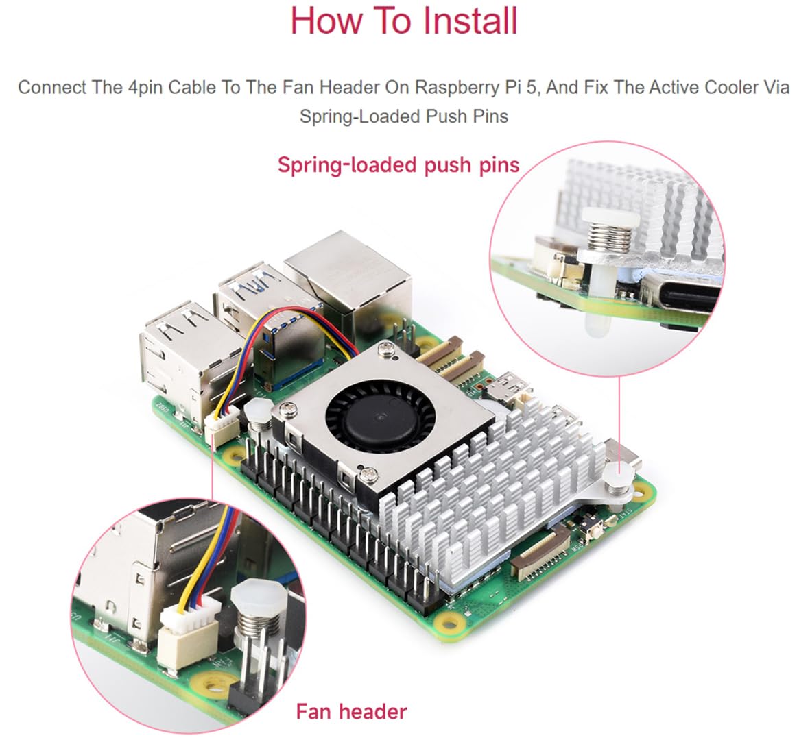 Official Active Cooler for Raspberry Pi 5, Combines an Aluminium Heatsink with a Temperature-Controlled Blower Fan to Accelerate Heat Dissipation