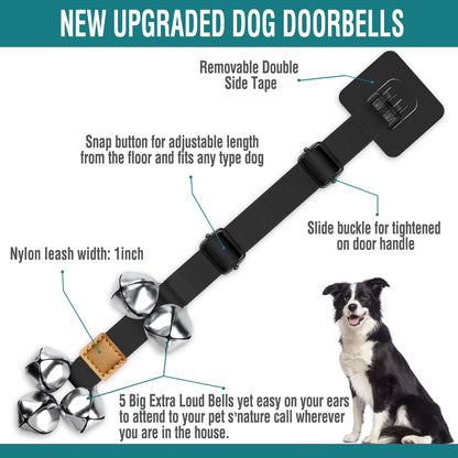 BLUETREE Hunde-Türklingeln Premium-Qualität, Trainings-Toilettenklingel, verstellbare Türklingel, Hunde-Türklingeln für die einfache Stubenreinheitserziehung Ihres Welpen - 7 extra große, laute 1,4-Türklingeln 