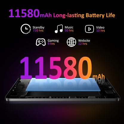 POWMUS Tablets 2025 14 inch Android 14 Tablet, 36GB RAM, 256GB Storage(Expand to 1TB), 2K Display, 8 Core CPU, 11580mAh Battery,4 Speakers, WiFi 5GHz Tablet with Pen Case-Black