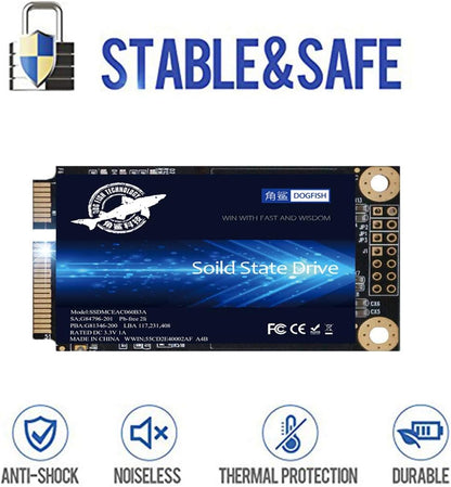 SSD mSATA 60GB Dogfish Internal Solid State Drive High Performance Hard Drive for Desktop Laptop SATA III 6Gb/s mini sata ssd(60GB MSATA)