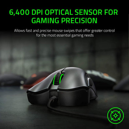 Razer DeathAdder Essential Gaming-Maus: Optischer Sensor mit 6400 DPI – 5 programmierbare Tasten – Mechanische Schalter – Gummierte Seitengriffe – Klassisches Schwarz