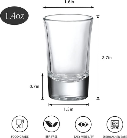40 Pack Heavy Base Shot Glasses, 1.4oz Whiskey Shot Glass Set Small Glass Cups for Liqueur Spirits Bar Party Favor Housewarming Gift