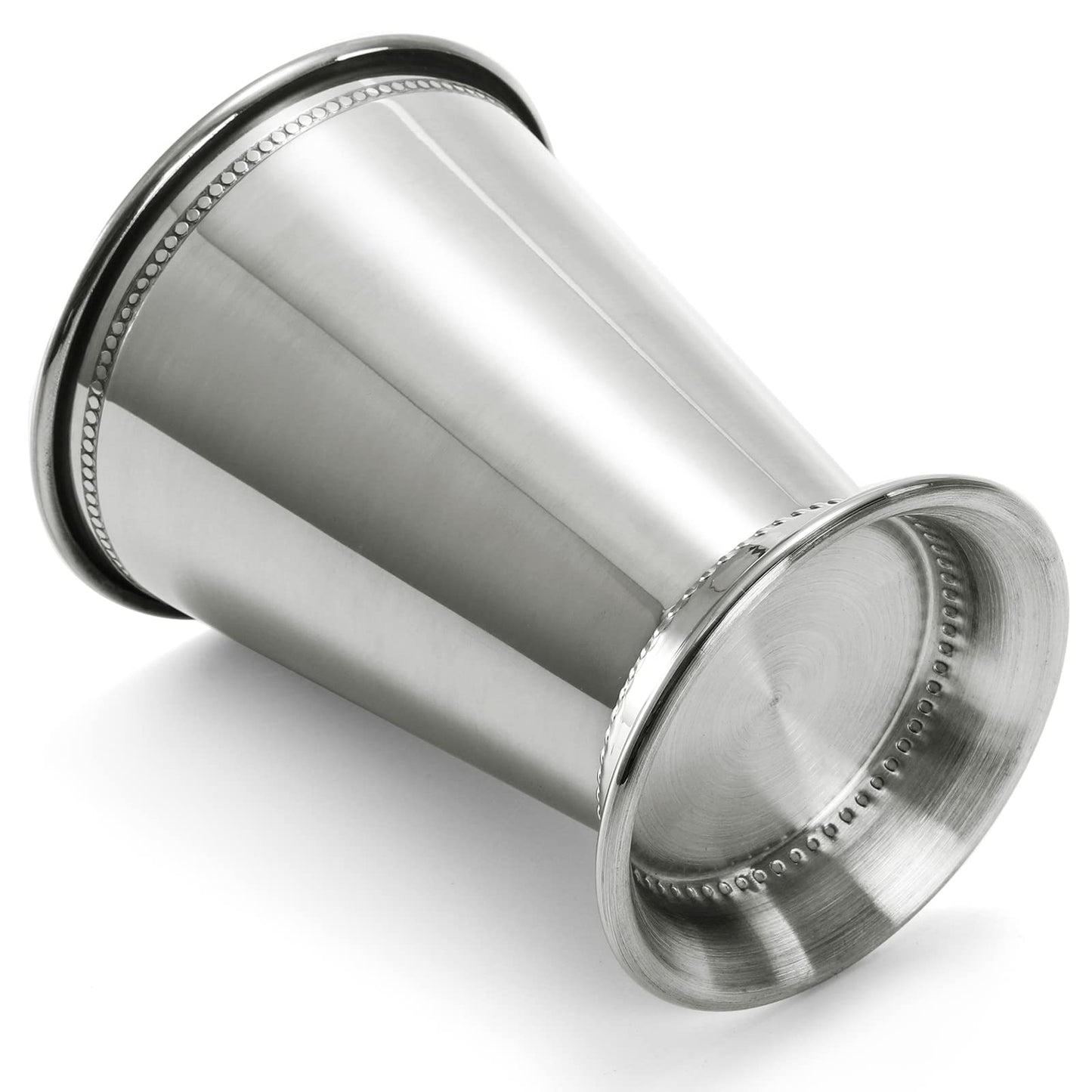 ZEAYEA Set of 2 Mint Julep Cups, Classic Stainless Steel Glasses for Party Bar Home Restaurant, 12 oz Metal Cocktail Glasses for Beer Juice Beverage, Silver