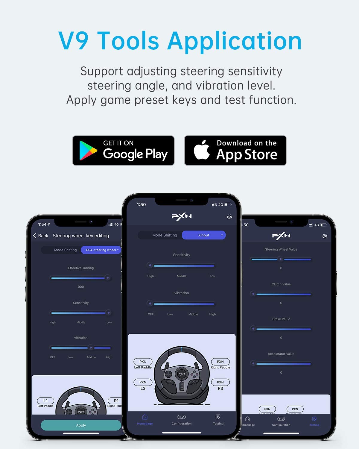 PXN V9 Gaming-Rennlenkrad mit Pedalen und Schalthebel, 270/900 Grad Lenkrad für PC, Xbox One, Xbox Series X/S, PS4, PS3 und Switch 