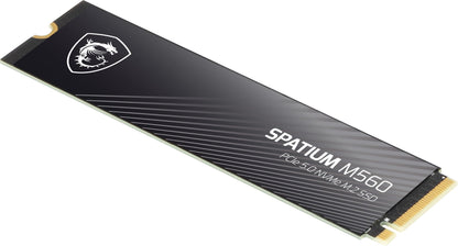 MSI Spatium M560 PCIe 5.0 NVMe M.2 1 TB Portable SSD, 1 TB interne SSD, Geschwindigkeiten bis zu 10200 MB/s, USB-C, zuverlässiger Speicher für Gaming, Studenten und Berufstätige, Schwarz