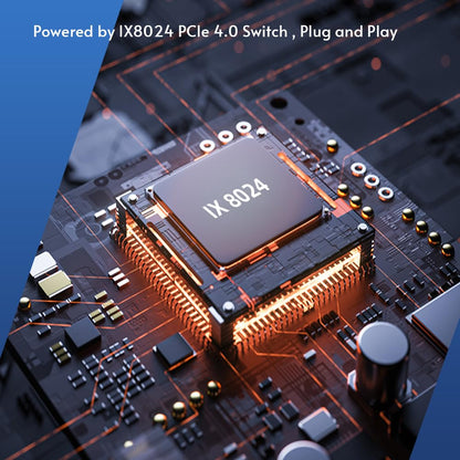 Quad PCIe4.0 NVMe M.2 SSD-Adapterkarte – PCI Express 4.0 x8-Karte unterstützt 4x M.2 NGFF PCIe NVMe SSDs für Mac &amp; PC (IX8024-Switch) – Unterstützt Mainboards ohne Bifurkation (3005K)
