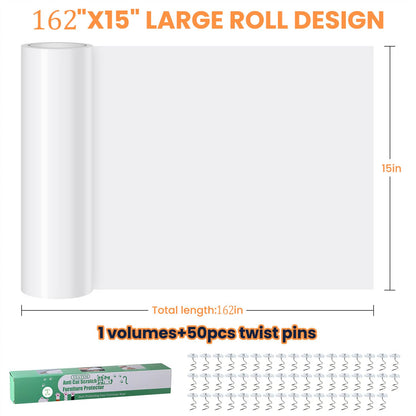 [Verdicktes Vinyl] Möbelschutz gegen Katzenkratzer, 411 x 38 cm (162" x 15") Couchschutz gegen Katzenkrallen, einseitig selbstklebender Möbelschutz gegen Kratzer, extra große Größe schützt mehr Möbel + 50 Befestigungsmaterial