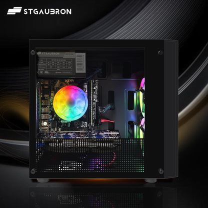 STGAubron Gaming-PC, Desktop-Computer, Radeon RX 580 8G GDDR5, Intel Core i5-9400F bis zu 4,1 GHz, 16 GB DDR4-Arbeitsspeicher, 512 GB SSD, 600M WLAN, Bluetooth 5.0, 2 RGB-Lüfter, Windows 11 Home