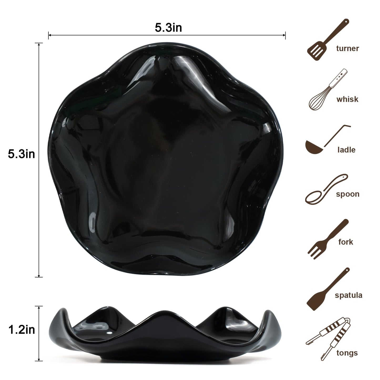 SVLX YIXVN Spoon Rest for Stove Top, 5.3 Inch Ceramic Spoon Holder for Kitchen Counter, Coffee Ladle Holder, Utensil Rest for Cooking, Housewarming Gifts (Black)