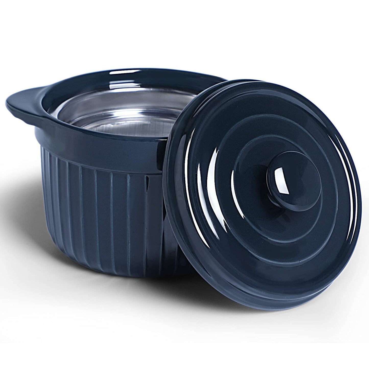 ONTUBE Ceramic Bacon Grease Container Keeper with Strainer, Frying Oil Storage Can, Turquoise