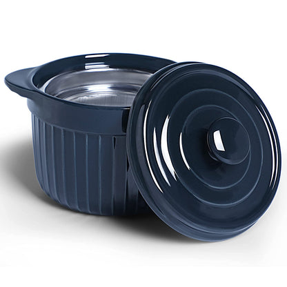 ONTUBE Ceramic Bacon Grease Container Keeper with Strainer, Frying Oil Storage Can, Turquoise