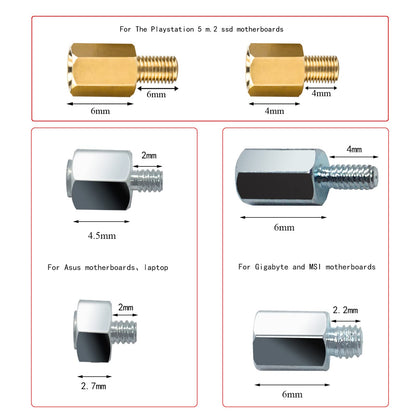 PCIe NVMe M.2 Mounting Screws Computer Screws Motherboard Standoffs Assortment Kit for Universal Motherboard, HDD, SSD, Hard Drive,Fan, Power Supply, Graphics, PC Case for DIY