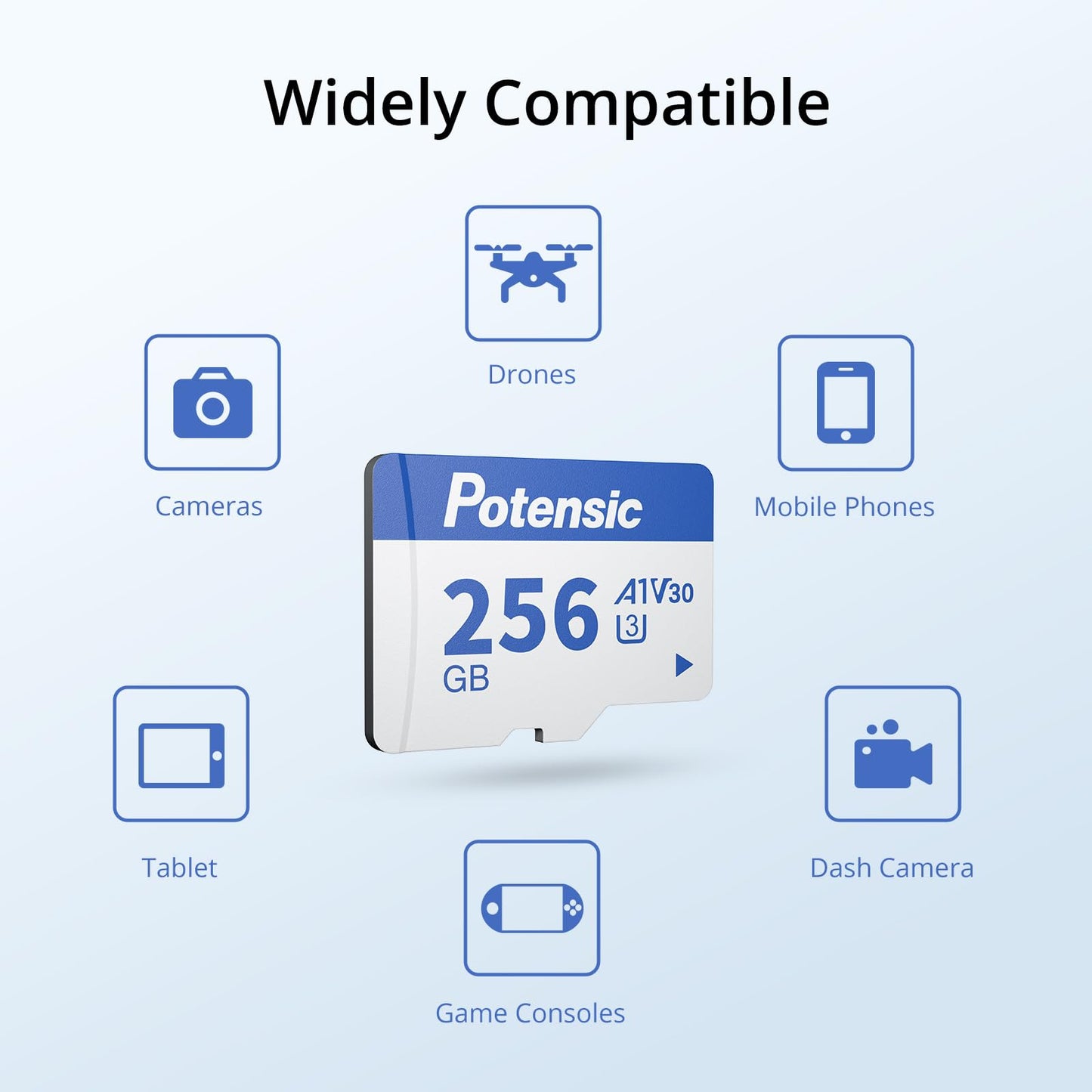 Potensic 256GB Speicherkarte für Drohnen, A1, U3, V30, Lesegeschwindigkeit bis zu 100 MB/s