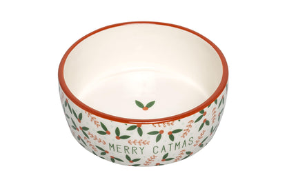 Pearhead Ceramic Bowl, Holds 2 Cups, Cute Whisker-Friendly Dish with Cat Face Design, Non-Slip, Microwave and Dishwasher Safe, Small/Medium