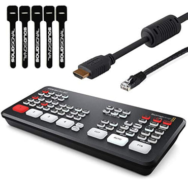 Blackmagic Design ATEM Mini Pro ISO HDMI Live Stream Switcher Bundle with 6’ HDMI Cable, 7’ Cat5e Cable, and 5-Pack of SolidSignal Cable Ties (SWATEMMINIBPRISO)