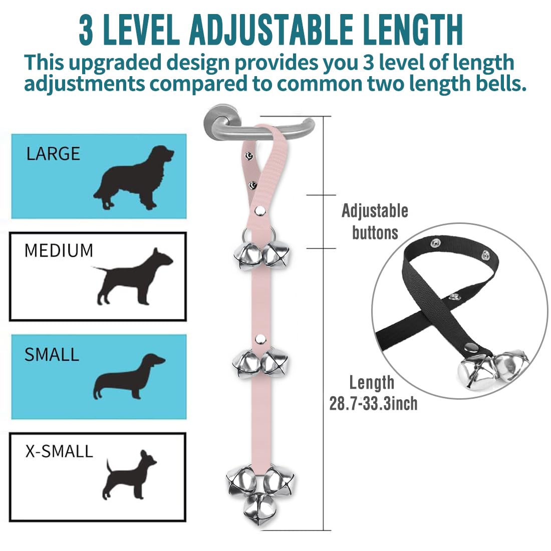 BLUETREE Hunde-Türklingeln Premium-Qualität, Trainings-Toilettenklingel, verstellbare Türklingel, Hunde-Türklingeln für die einfache Stubenreinheitserziehung Ihres Welpen - 7 extra große, laute 1,4-Türklingeln 